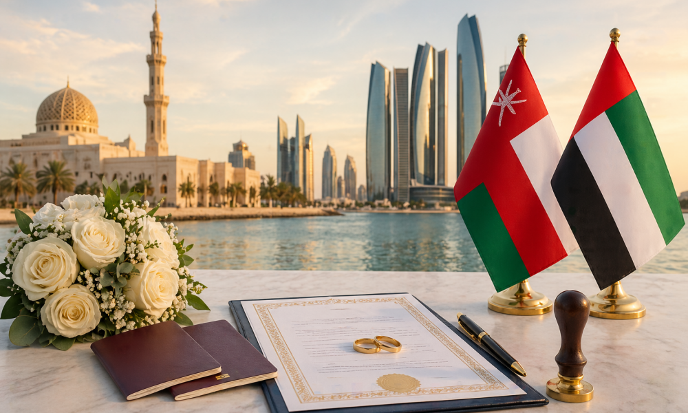 can foreigners get married in Oman or UAE without residency couple checking marriage documents