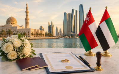 can foreigners get married in Oman or UAE without residency couple checking marriage documents